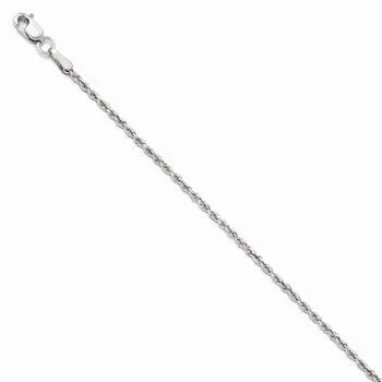 10K White Gold DC Rope Chain, 1.75 mm