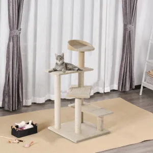 39" Cat Tree Scratch Tower with Revolving Steps