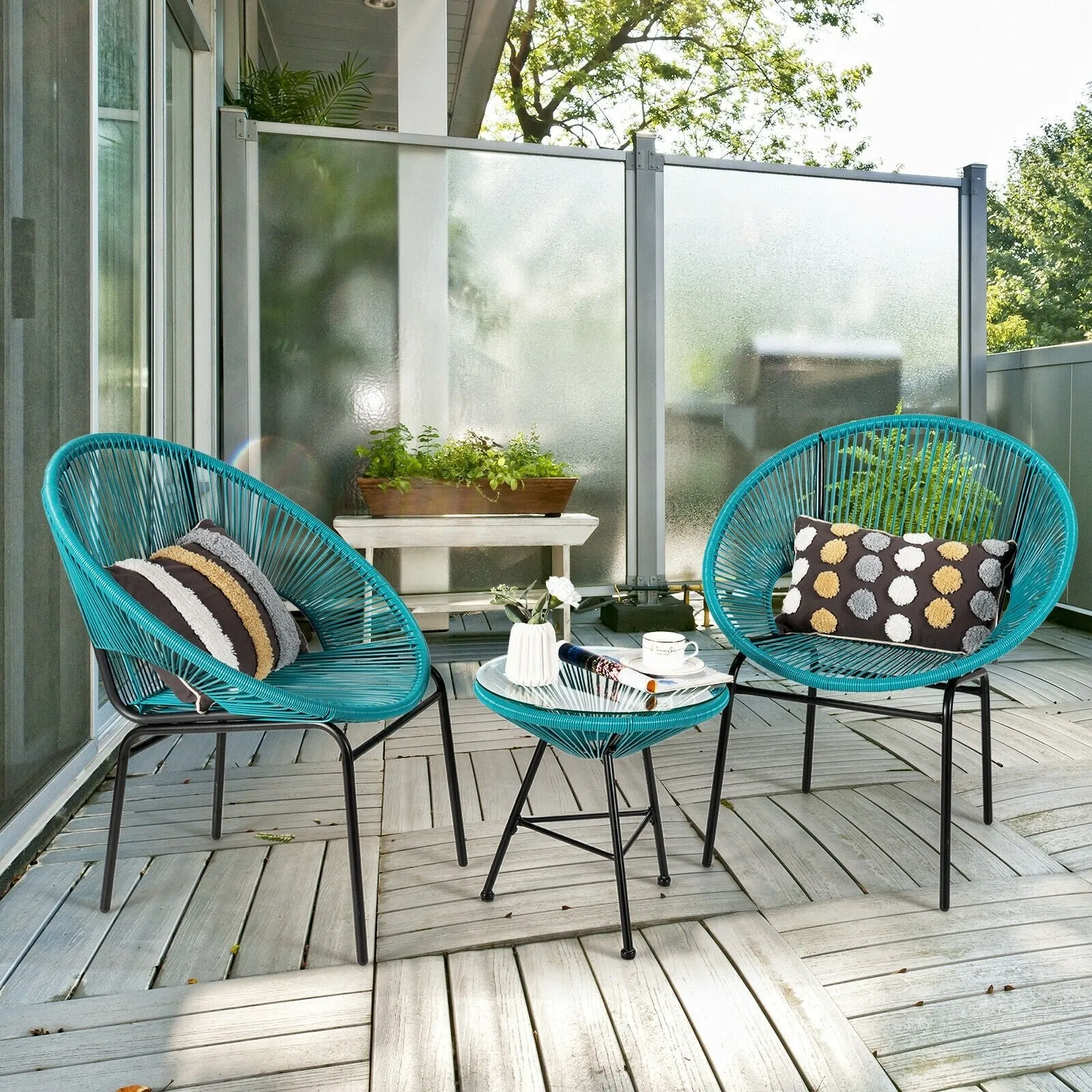 3pc Patio Furniture Set - Turquoise