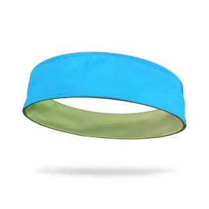 Aqua and Neon Green Wicking Reversible Headband