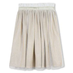 Billieblush Girls White & Gold Glitter Tulle Skirt