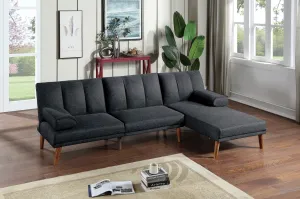 Black Polyfiber Sectional Sofa Set Living Room Furniture Solid wood Legs Plush Couch Adjustable Sofa Chaise