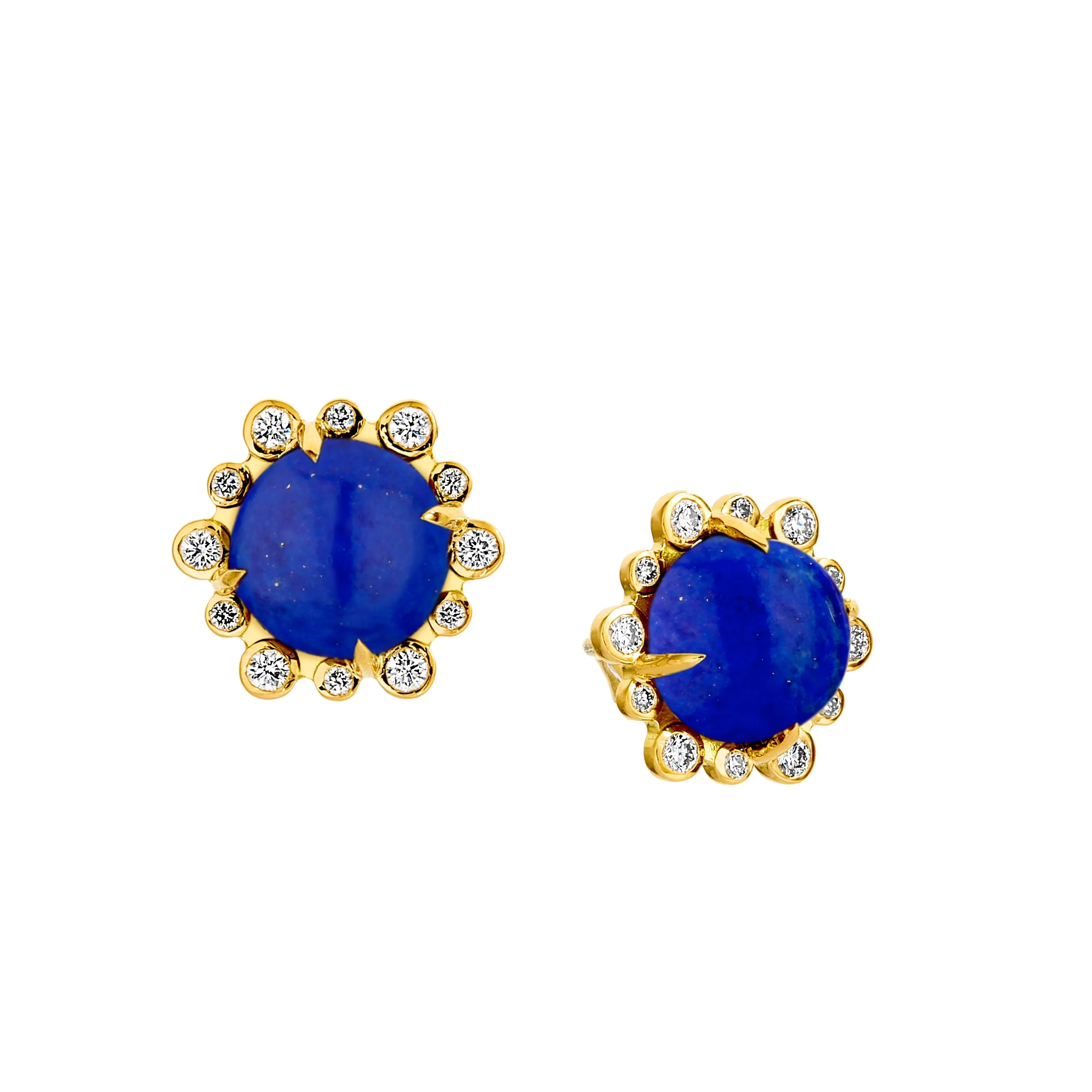 Cabochon Studs with Diamonds