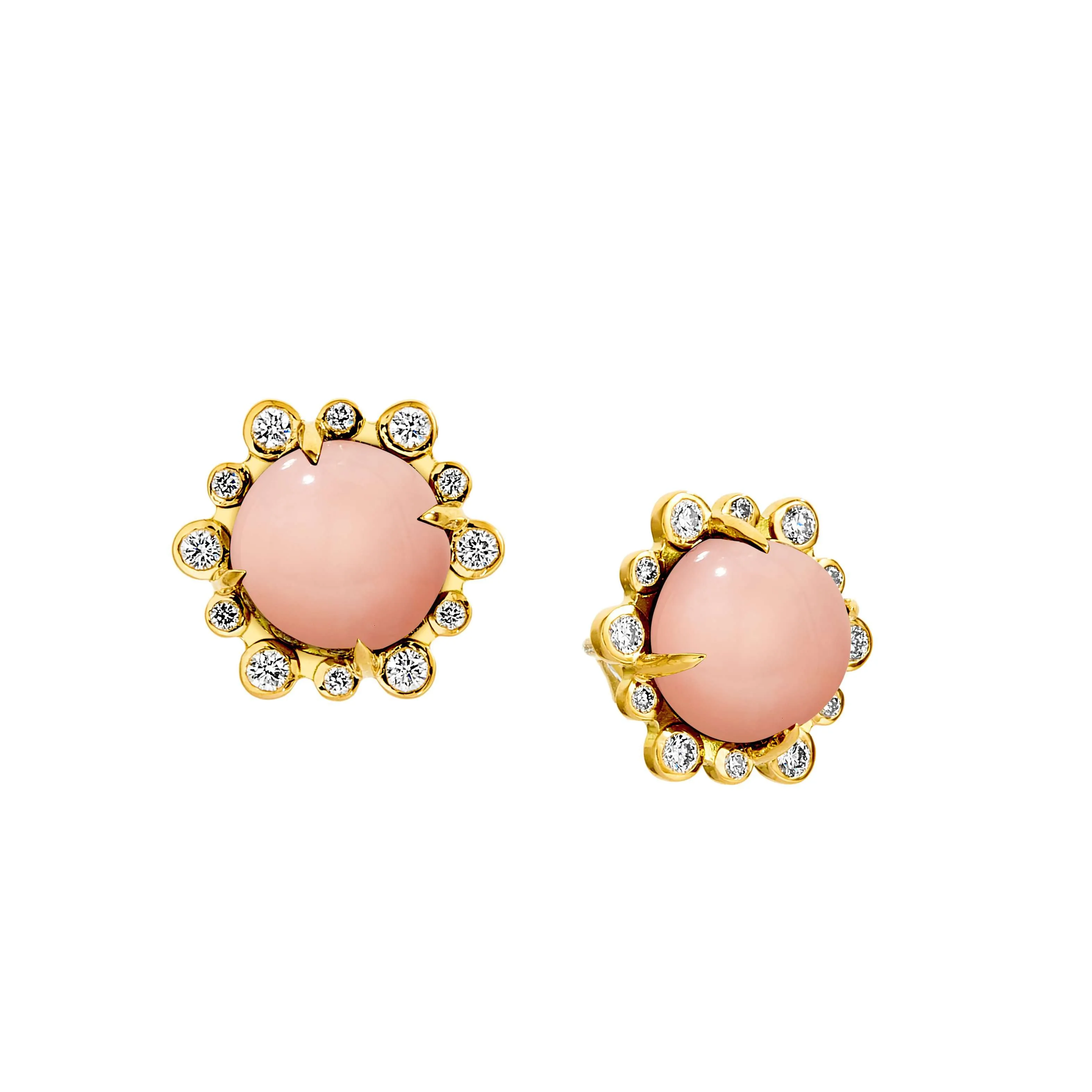 Cabochon Studs with Diamonds