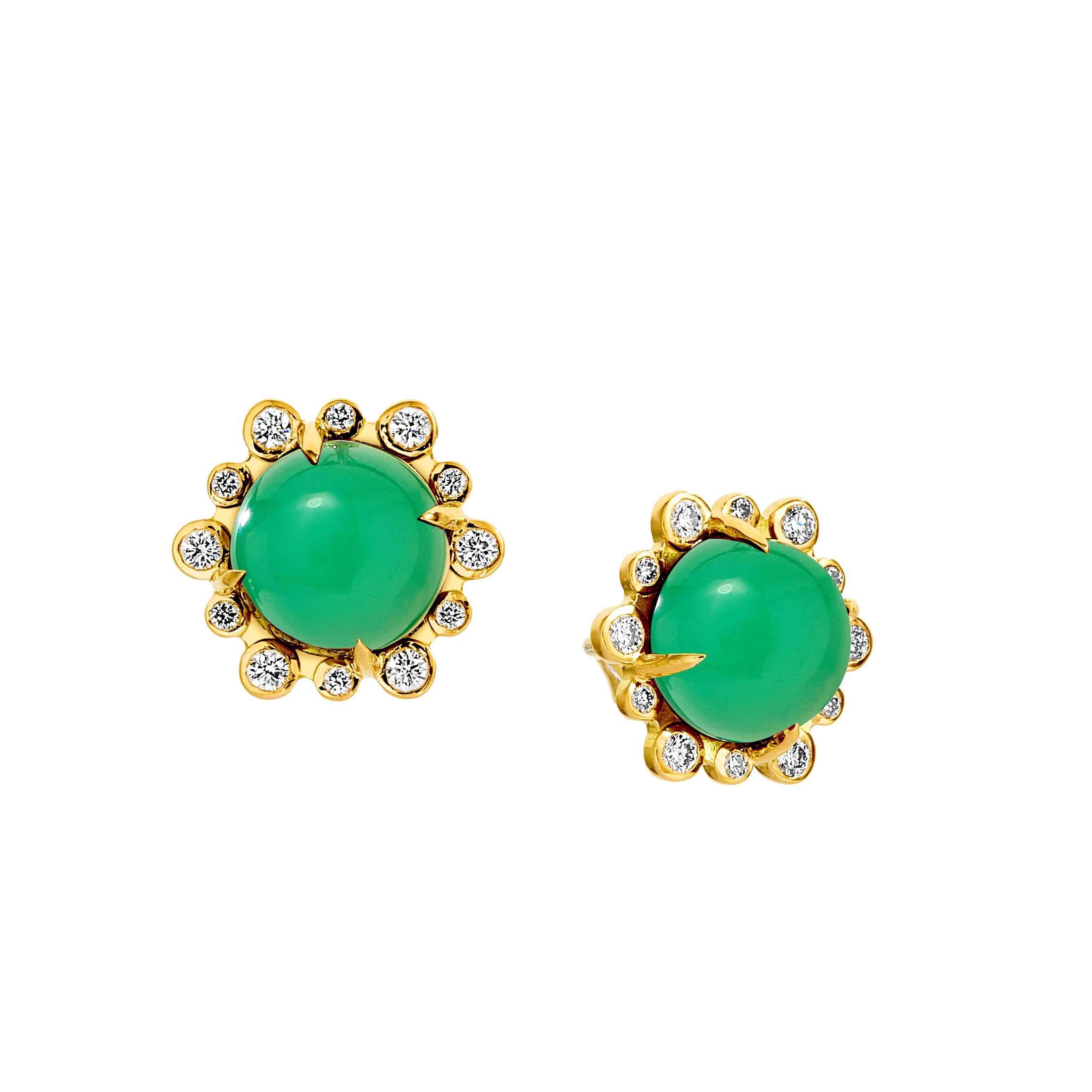 Cabochon Studs with Diamonds