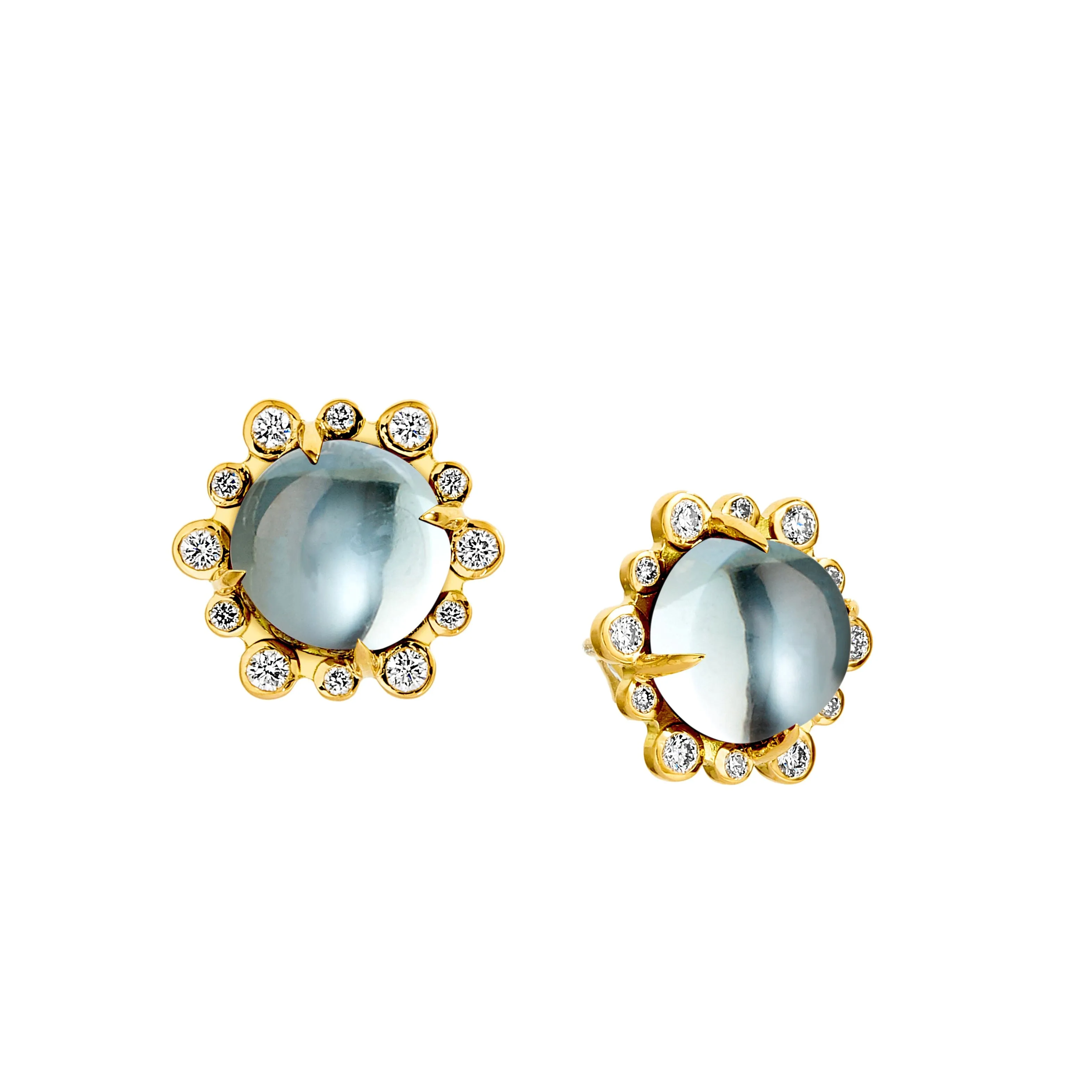 Cabochon Studs with Diamonds