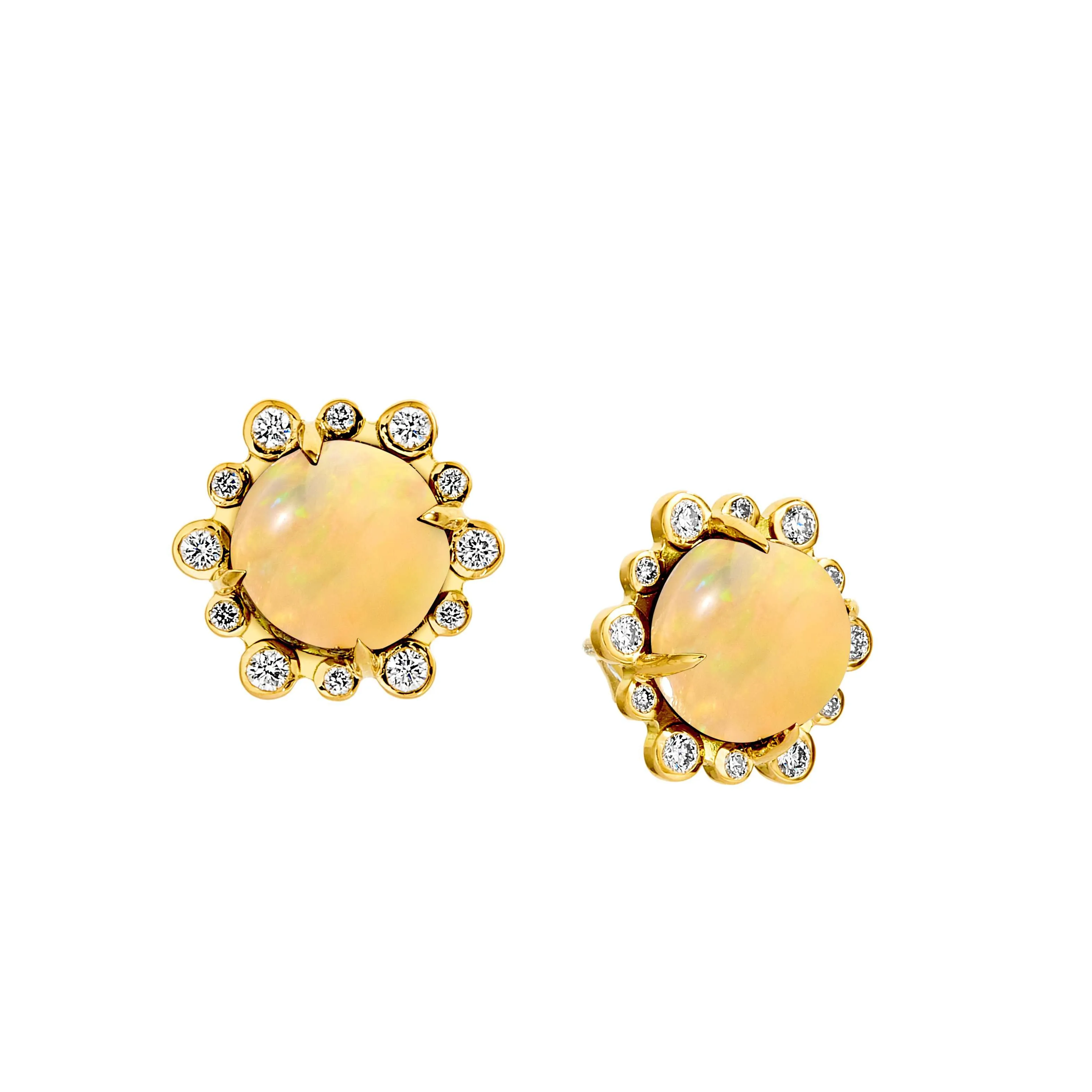 Cabochon Studs with Diamonds