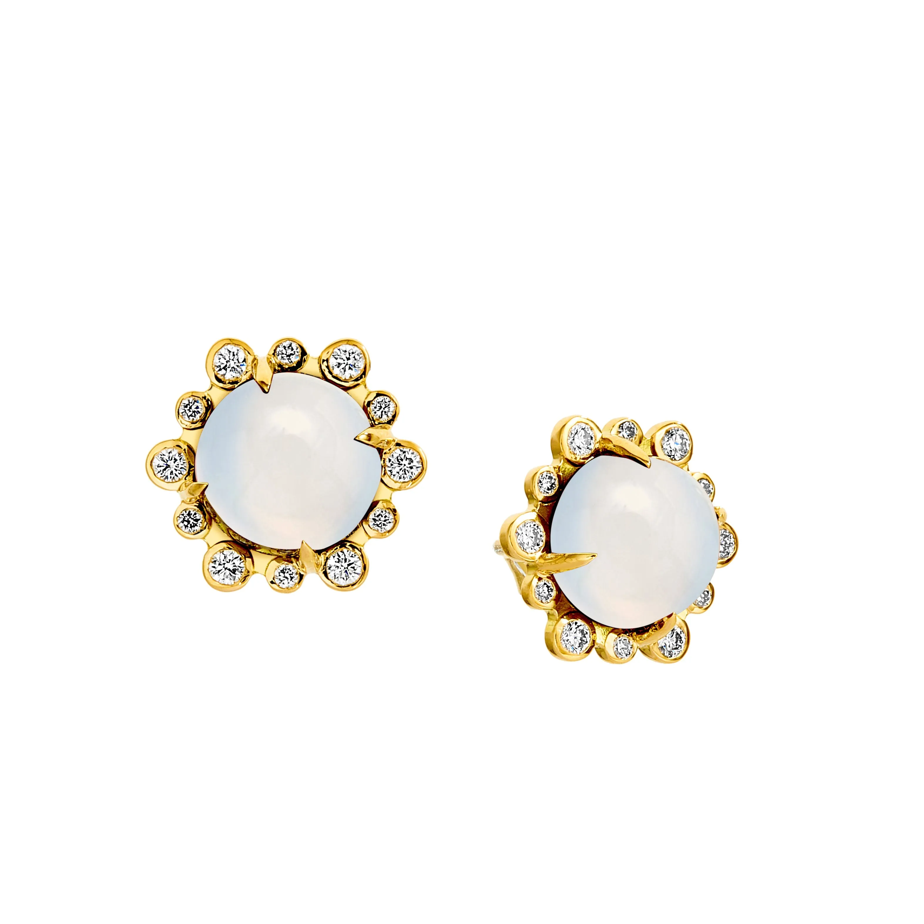 Cabochon Studs with Diamonds