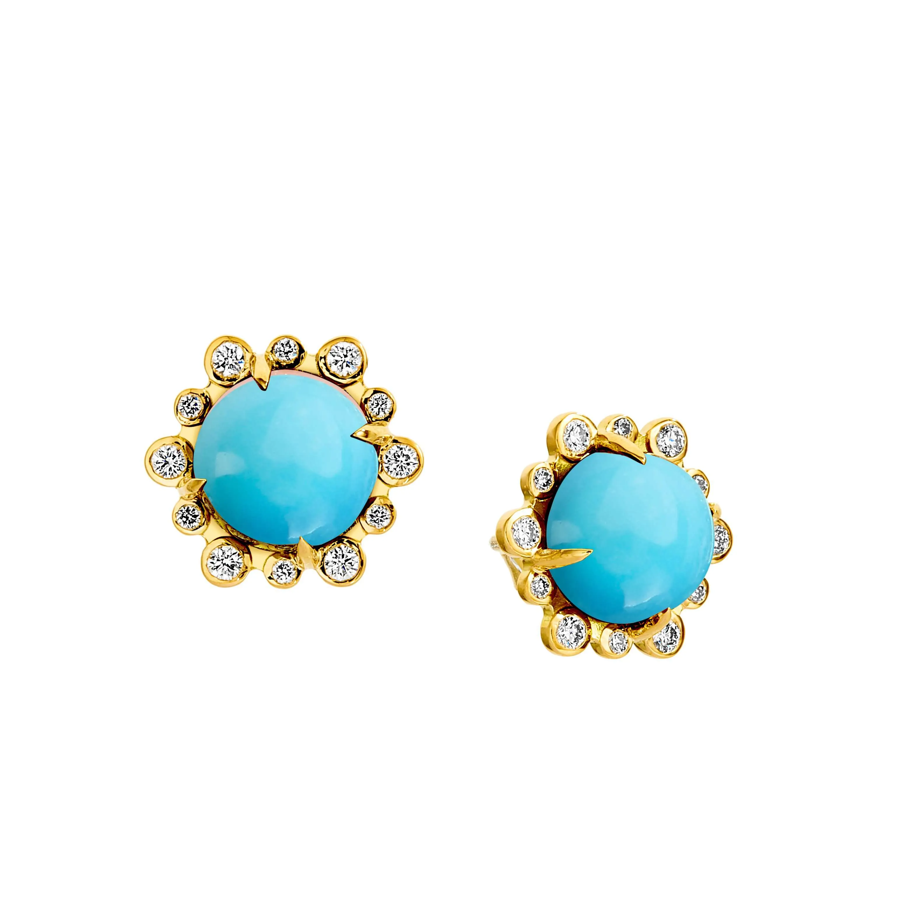 Cabochon Studs with Diamonds