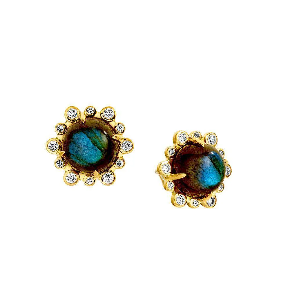 Cabochon Studs with Diamonds