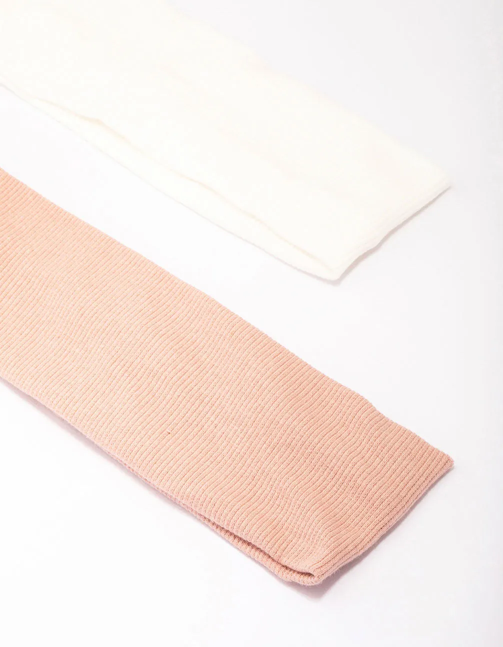 Ivory & Pink Ribbed Fabric Headband Pack