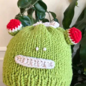 Kid's Beanie Hat Hand-Knitted Frog Wool Beanie Cap