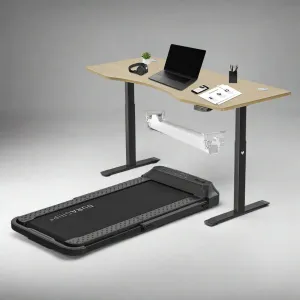 Lifespan Fitness - V-Fold Treadmill with ErgoDesk Automatic Oak Standing Desk 1800mm   Cable Management Tray