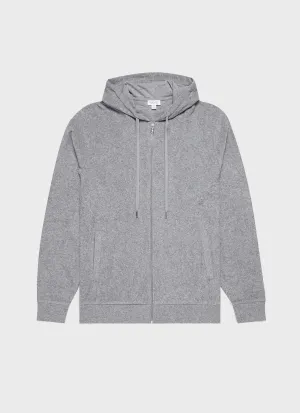 Men's Towelling Hoodie in Grey Melange