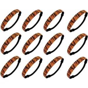 Orange Zebra Glitter Headbands - 12 Pack