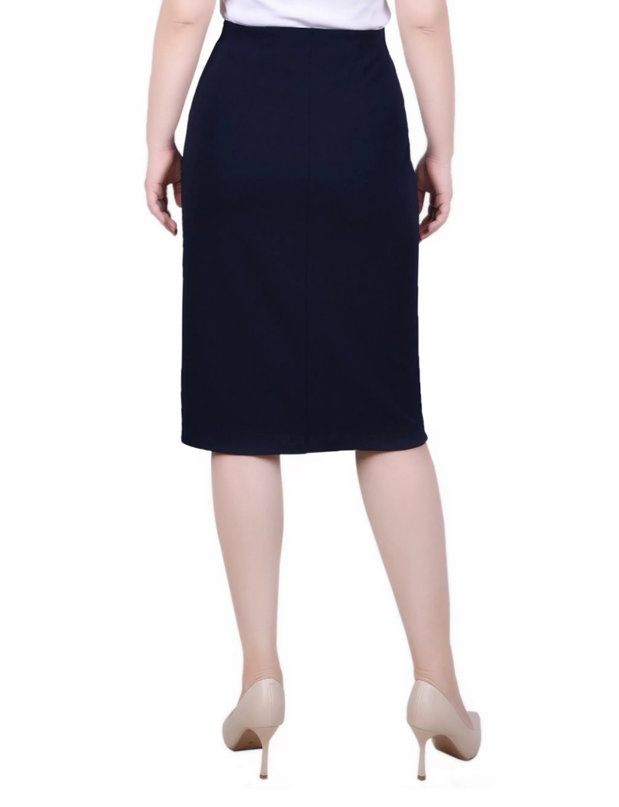 Petite Slim Belted Scuba Crepe Skirt