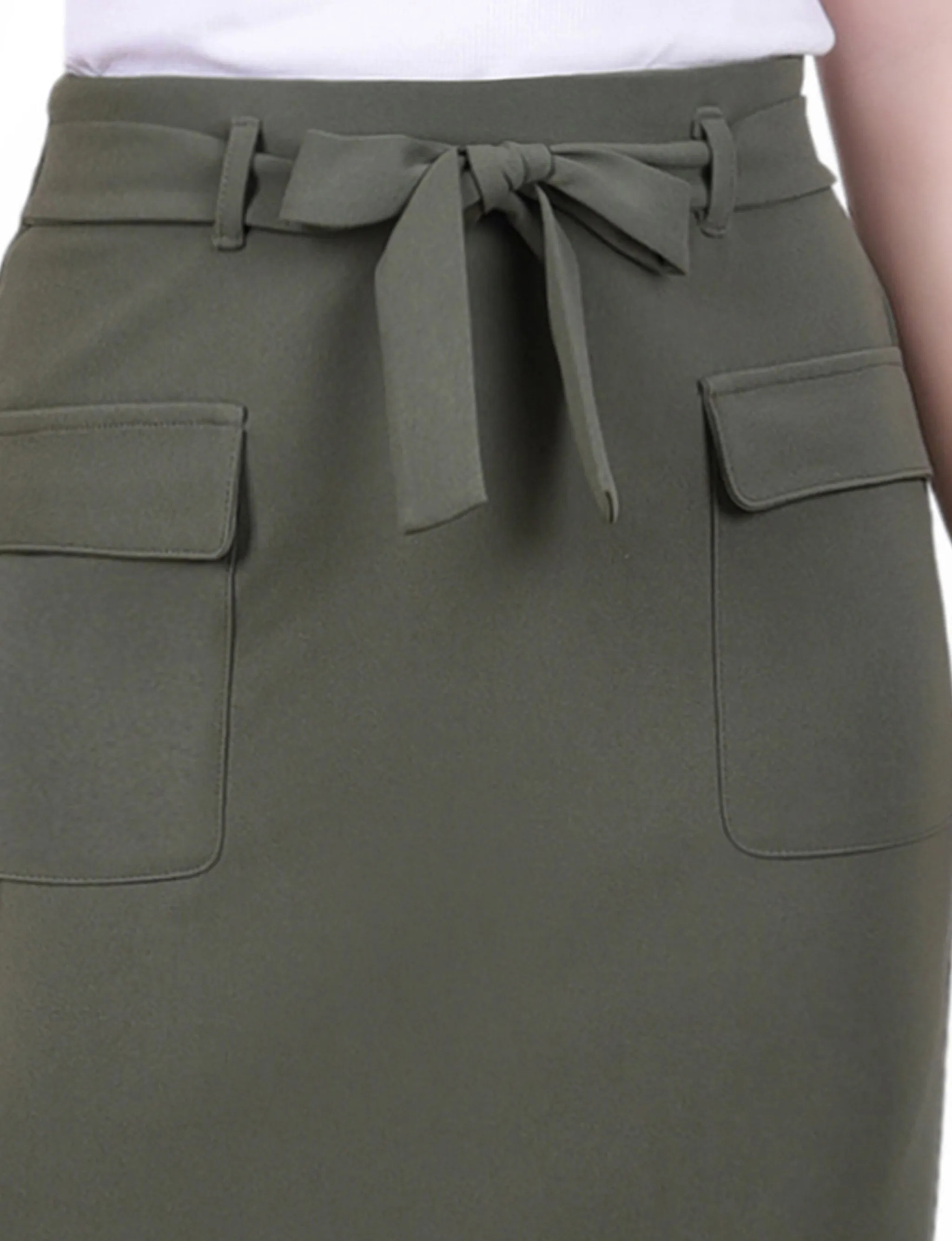 Petite Slim Belted Scuba Crepe Skirt