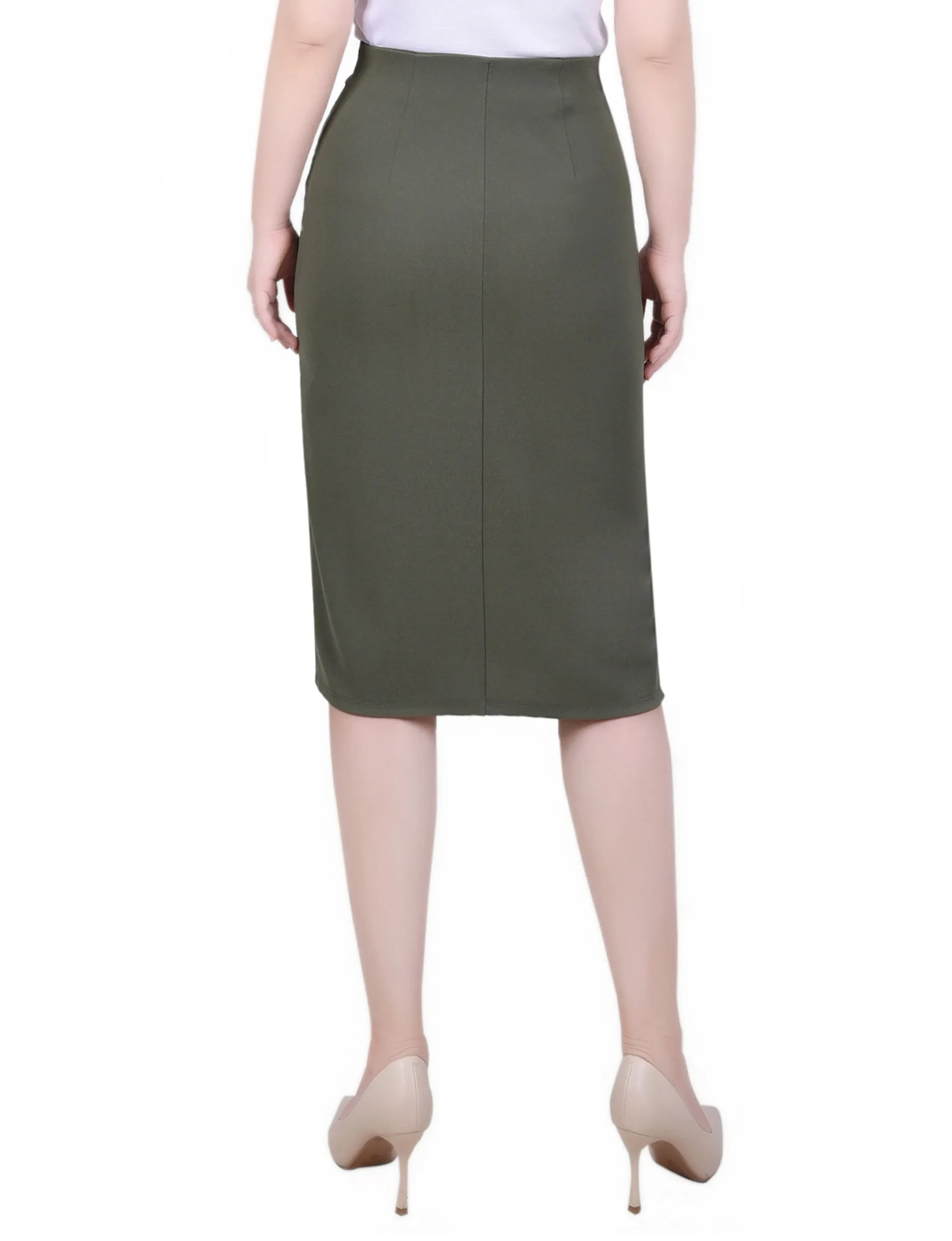 Petite Slim Belted Scuba Crepe Skirt