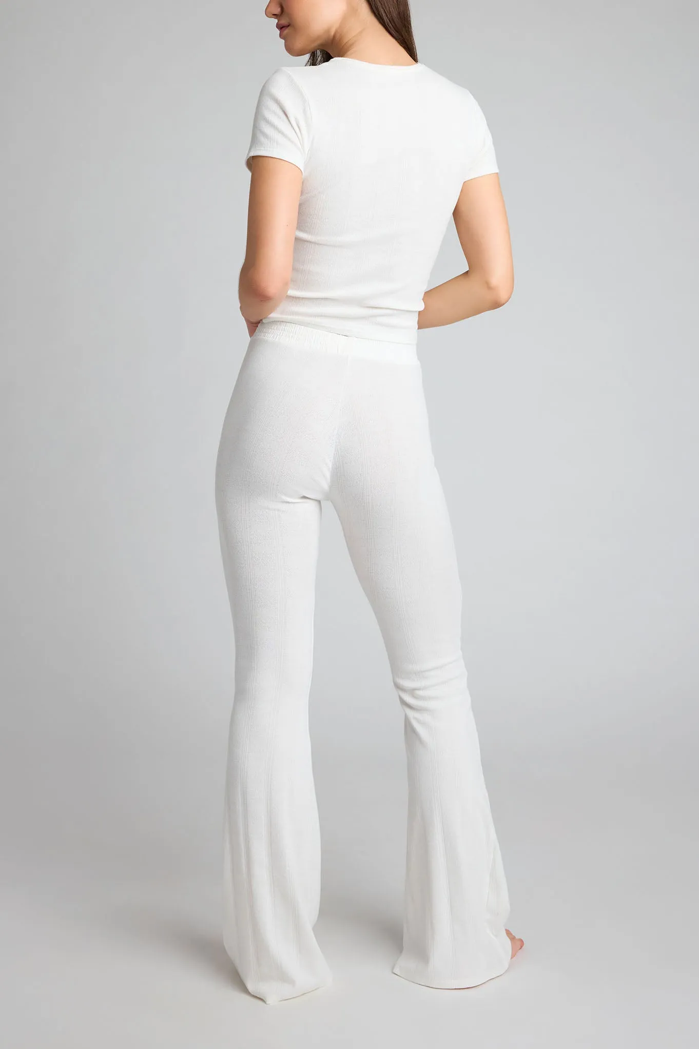 Pointelle Flare Pant in White