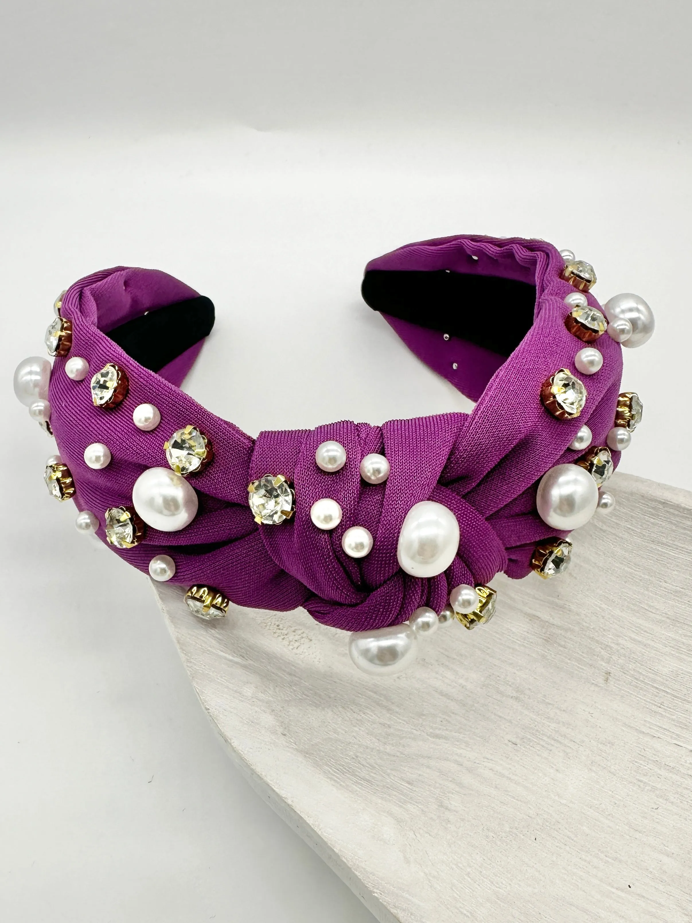 Rhinestone Pearl Topknot Headbands