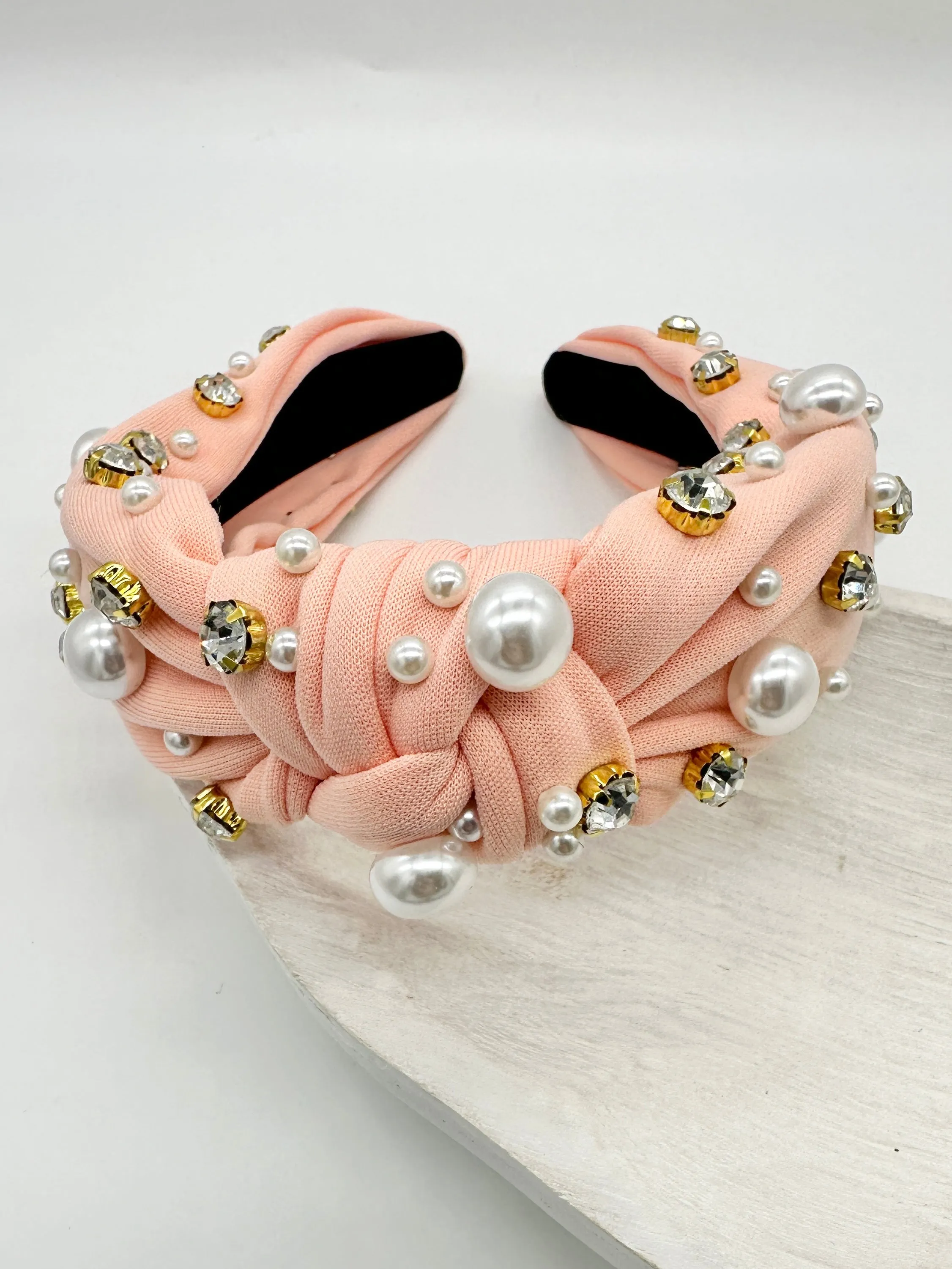 Rhinestone Pearl Topknot Headbands