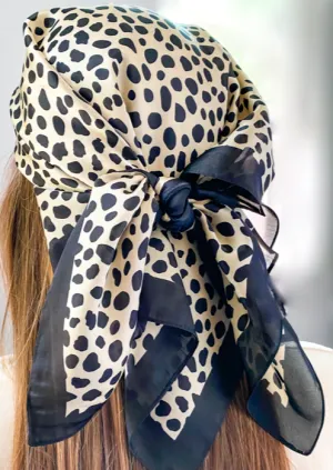 Scarf - Satin Square Leopard Print