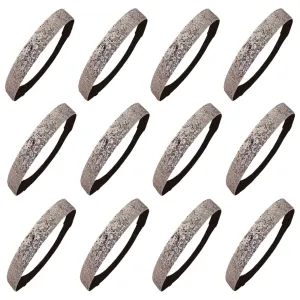 Silver Glitter Headbands - 12 Pack