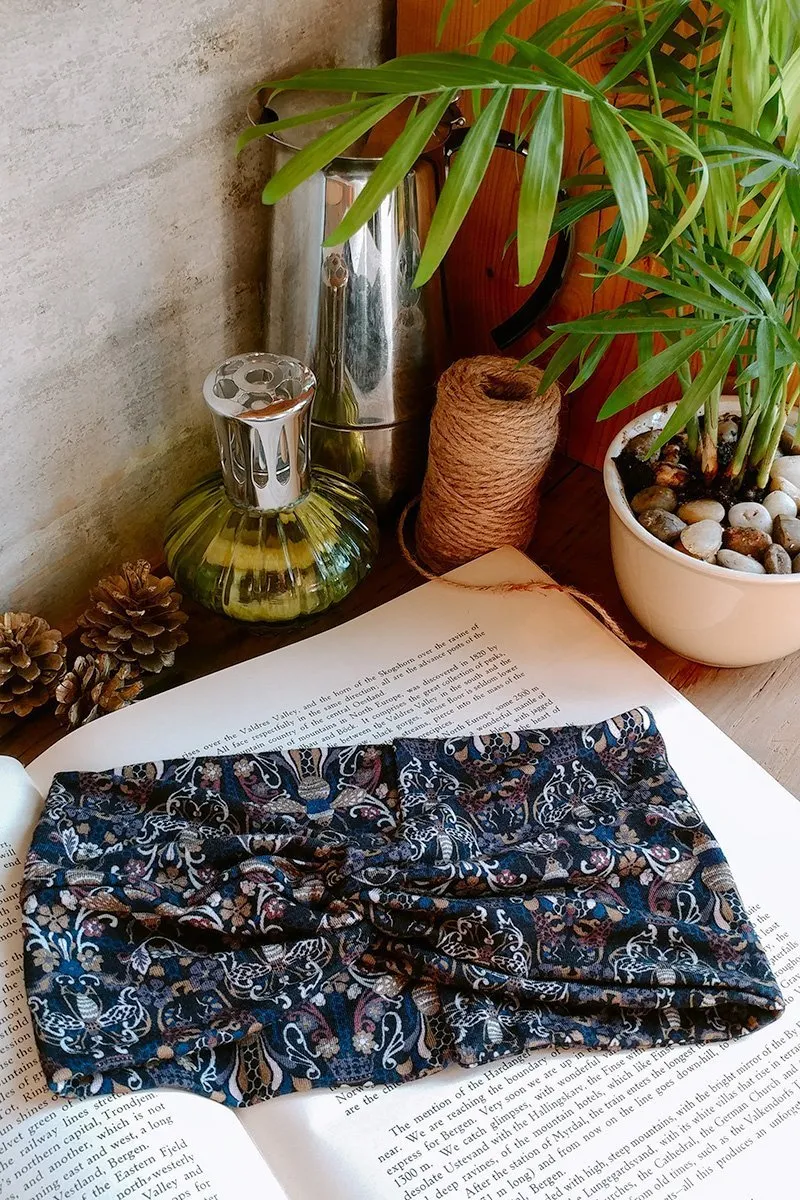 Turban Headband - black floral liberty print